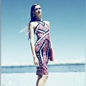 Peter Pilotto Digital Print Silk-Blend Peplum Waist Dress size 8